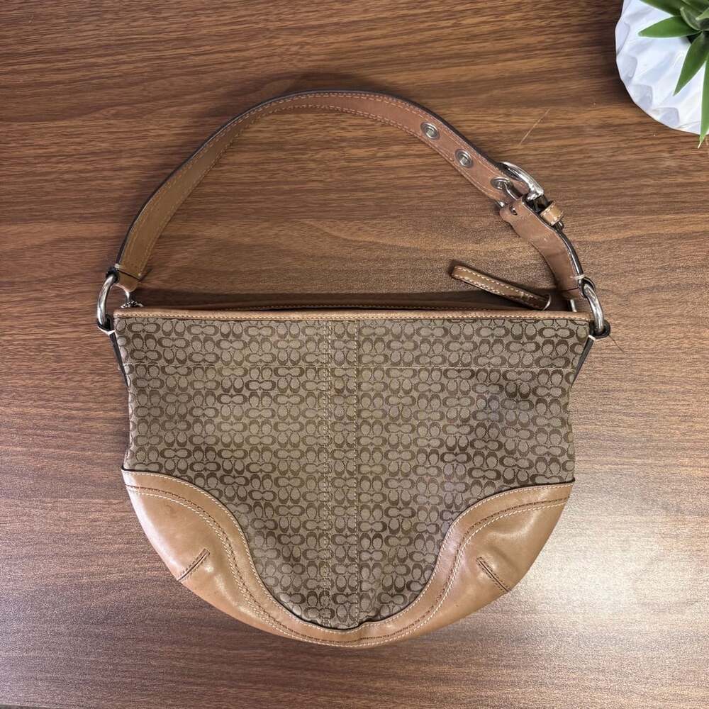 Y2K Vintage 00s Coach Signature C Tan Canvas Leather Soho Hobo Bag
